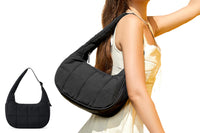Small Puffer Crescent Shoulder Bag for Women