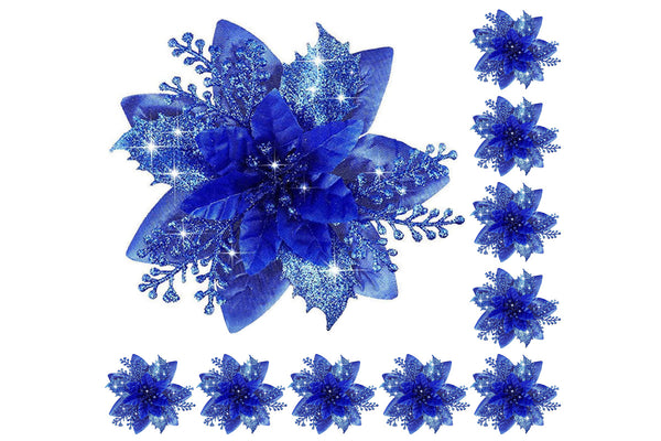 10Pcs Poinsettia Artificial Christmas Flowers