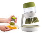 Dish Scrub Brush with Soap Dispenser Palm Scrub Washing Brush Pressing Cleaner