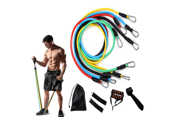 11Pcs Exercise Resistance Band Set Home Gym Fitness Elastic Tube