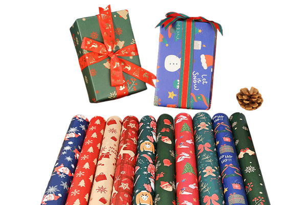 10Pcs Christmas Wrapping Paper Christmas Present Wrap