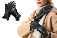 Womens Winter PU Leather Touchscreen Gloves