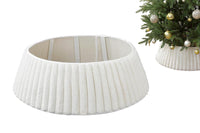 White Christmas Tree Skirt Base With Stripe Textured Pattern