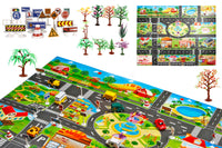 Kids Floor Play Mat Rug Traffic Road Signs Car Track City Carpet Toy with 10 Trees