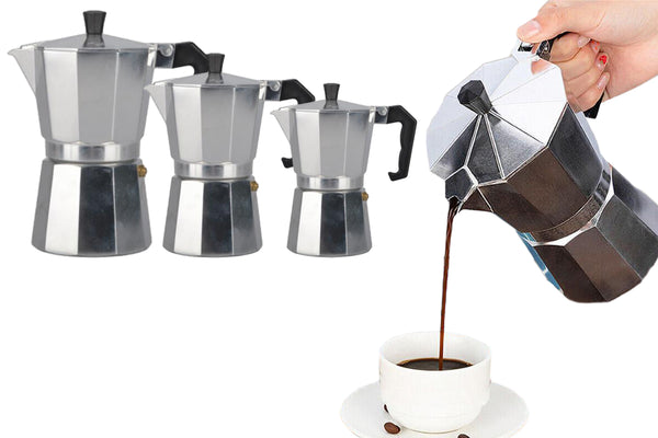 1/3/6 Cups Moka Latte Stainless Pot Stovetop Espresso Coffee Maker