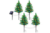 4Pcs Solar Christmas Garden Stake Light Decorative Xmas Tree with 80Pcs Strawberry Light