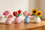 4Pcs Flower Building Blocks Pot Plant Bouquet Set with Vase
