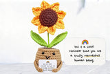 Handmade Crochet Sunflower Doll with Positive Energy Card