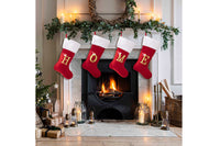 Red Flannel Christmas Stocking with Letter Design