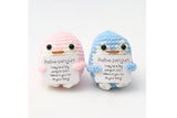 2Pcs Cute Knitted Penguin Doll with Positive Cards for Adults & Lovers
