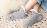 V Cut Faux Shearling Slipper Socks Non Slip Indoor Winter Socks