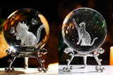 60mm 3D Laser Engraved Crystal Ball Cat Decoration Gift