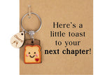 2Pcs Wood Bread Keychain Pendants with Greeting Cards