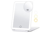 3 Colors LED Folding Travel Makeup Mirror with 10X Magnifying Mirror