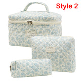 Set of 3Pcs Floral Cotton Cosmetic Bags Toiletry Organizer Bags