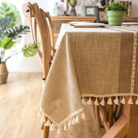 Washable Dust-Proof Square Rectangle Table Cloth Cotton Linen Wrinkle Free Anti-Fading Embroidery Tablecloths