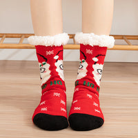 2Pcs Women's Christmas Fuzzy Slipper Socks