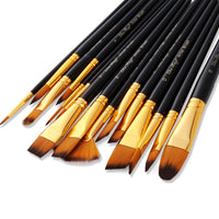 15pcs Professional Paint Brushes for Watercolor Oil Acrylic Painting