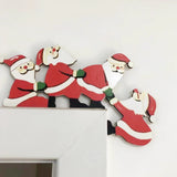 2Pcs Christmas Door Corner Decoration Wooden Door Frame Santa Elk Decoration