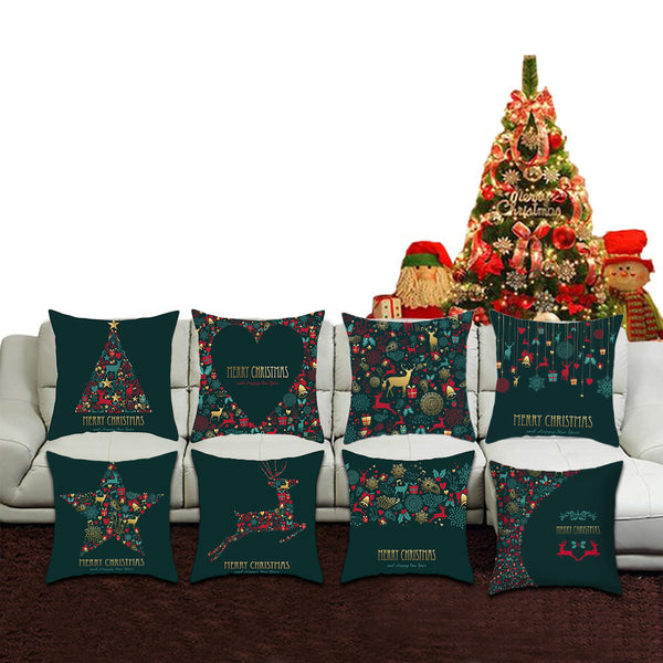 Green Christmas Pillowcase Xmas Throw Pillow Case Merry Christmas Cushion Cover