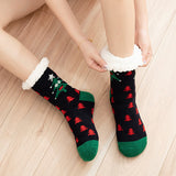 2Pcs Women's Christmas Fuzzy Slipper Socks