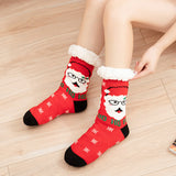 2Pcs Women's Christmas Fuzzy Slipper Socks