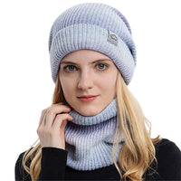 Fleece-Lined Gradient Hat with Snood