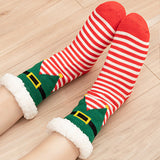 2Pcs Women's Christmas Fuzzy Slipper Socks