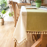 Washable Dust-Proof Square Rectangle Table Cloth Cotton Linen Wrinkle Free Anti-Fading Embroidery Tablecloths