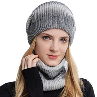 Fleece-Lined Gradient Hat with Snood