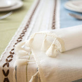 Washable Dust-Proof Square Rectangle Table Cloth Cotton Linen Wrinkle Free Anti-Fading Embroidery Tablecloths