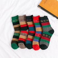 5 Pairs Thick Knit Patchwork Casual Winter Socks