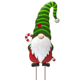 Merry Christmas Metal Gnome Sign Stake Outdoor Lawn Yard Decoration