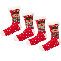 2Pcs Women's Christmas Fuzzy Slipper Socks