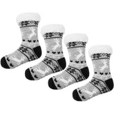 2 Pairs Women's Elk Print Fuzzy Slipper Socks