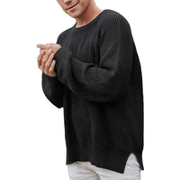 Men's Crewneck Striped Pullover Oversized Thermal Knitwear Sweater