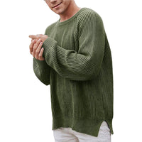 Men's Crewneck Striped Pullover Oversized Thermal Knitwear Sweater