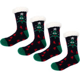 2Pcs Women's Christmas Fuzzy Slipper Socks