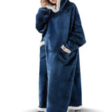 Unisex Sherpa Hoodie Blanket Hooded Oversized Wearable Throw Blanket