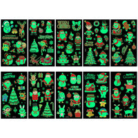 10-Sheets Christmas Glow in The Dark Temporary Tattoo Stickers