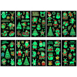 10-Sheets Christmas Glow in The Dark Temporary Tattoo Stickers