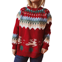 Women's Christmas Knitted Sweater Long Sleeve Crew Neck Pullover Knitwear