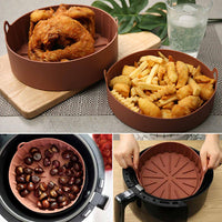 2Pcs Air Fryer Silicone Pot Air Fryers Oven Accessories Baking Tray Non-stick Reusable Pan Air Fryer Pot with Mat