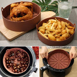 2Pcs Air Fryer Silicone Pot Air Fryers Oven Accessories Baking Tray Non-stick Reusable Pan Air Fryer Pot with Mat