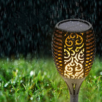 2/4/6Pcs Hollow Carved Solar Light Flickering Flames Torch Lights Patio Walkway Lamp Outdoor Garden Landscape Decor Light