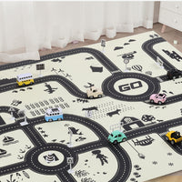 130x100cm Kids Carpet Playmat Nordic Style Country Road Traffic Theme Rug Play Mat