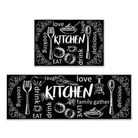 Kitchen Rug and Mats 2 Pieces PVC Leather for Kitchen Sink Office Standing Desk