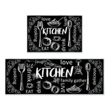 Kitchen Rug and Mats 2 Pieces PVC Leather for Kitchen Sink Office Standing Desk