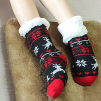 2 Pairs Women's Elk Print Fuzzy Slipper Socks