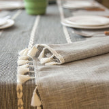 Washable Dust-Proof Square Rectangle Table Cloth Cotton Linen Wrinkle Free Anti-Fading Embroidery Tablecloths